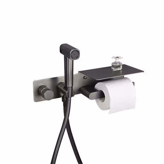 USA Vendita calda Ottone Qualità Palmare Montato a parete Maniglia singola Cromata Toilette Bagno Spruzzatore per bidet caldo e freddo con porta fazzoletti