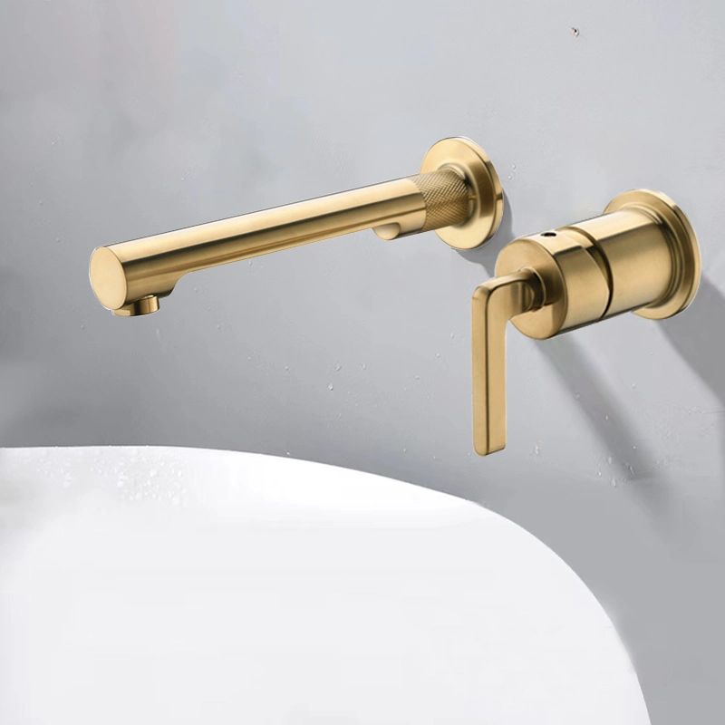 Hot Sale Basin Faucet Concealed Wall Mounted Basin Hot Cold Water Mixer Brushed Gold Basin Tap